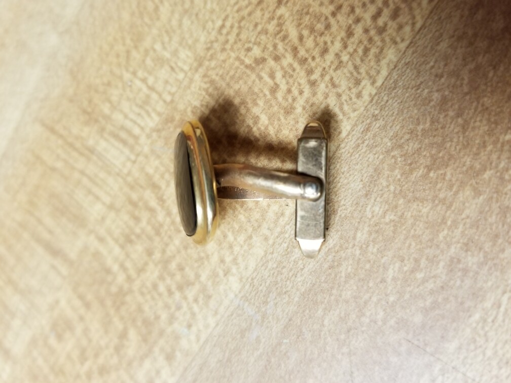 Wells Cuff Links & Tie Clip with Black Stone 1/20 12KGF