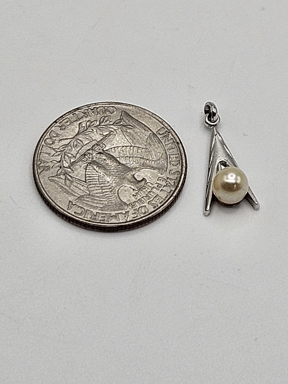 Vintage Sterling Silver Pearl Minimalist Small Charm
