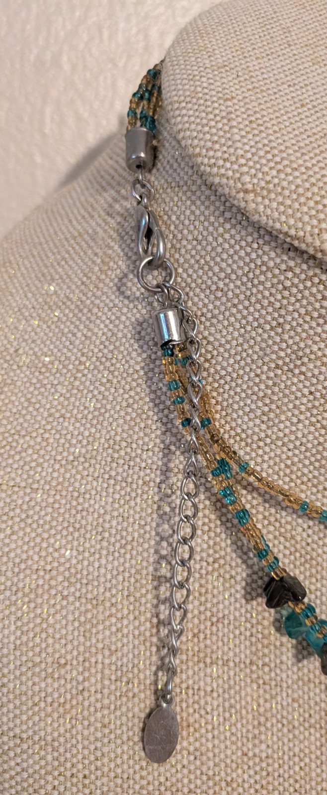 Ladies Vintage CG Blue Beaded Necklace with Lobster Claw Clasp