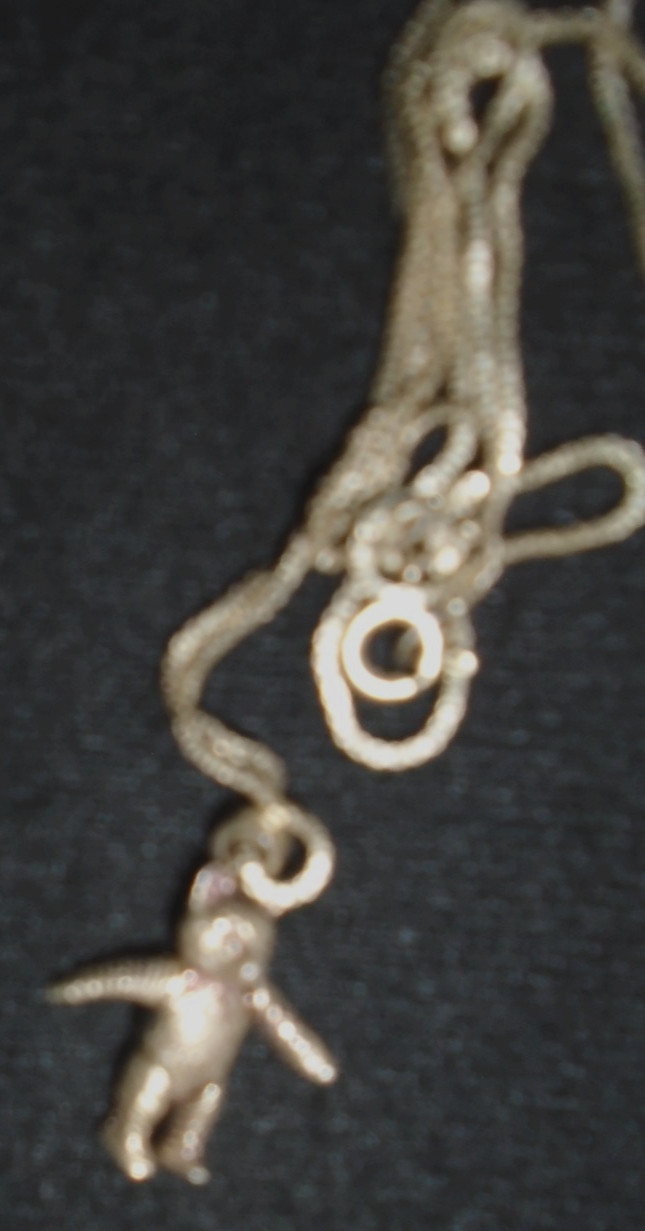 TEDDY BEAR STERLING SILVER NECKLACE ARTICULATED MOVEABLE LEGS ARMS VTG FREE SHIP