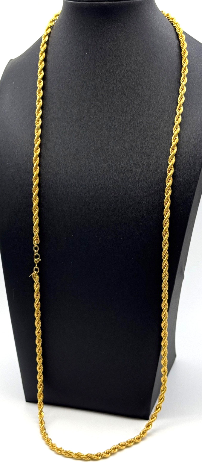 Vintage 36″ Thick Monet Necklace Twisted Rope Chain Gold Tone Sister Clasp