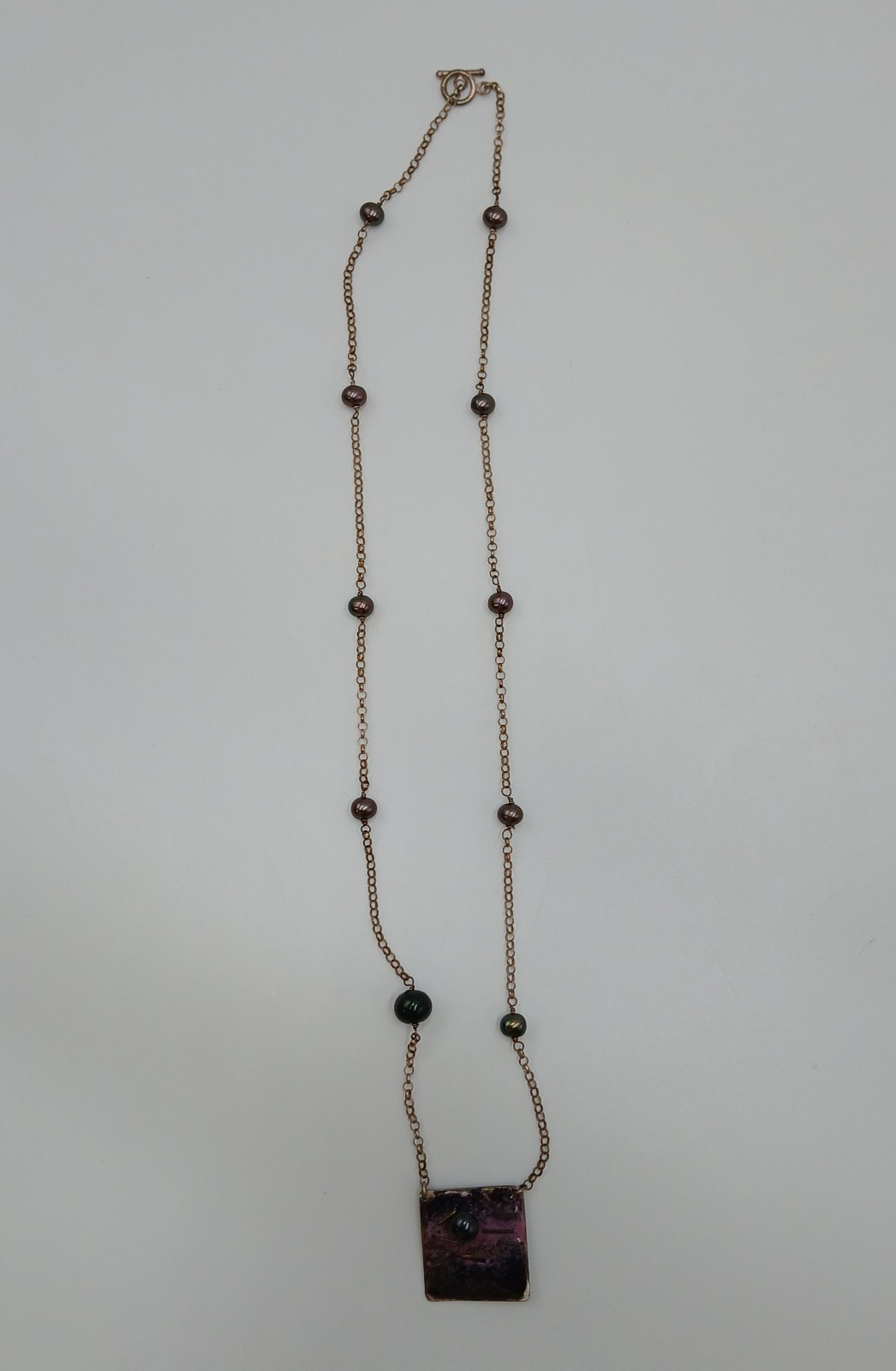 925 Station Peacock Pearl Necklace 24in Sterling Silver 12gtw Artisan Enamel