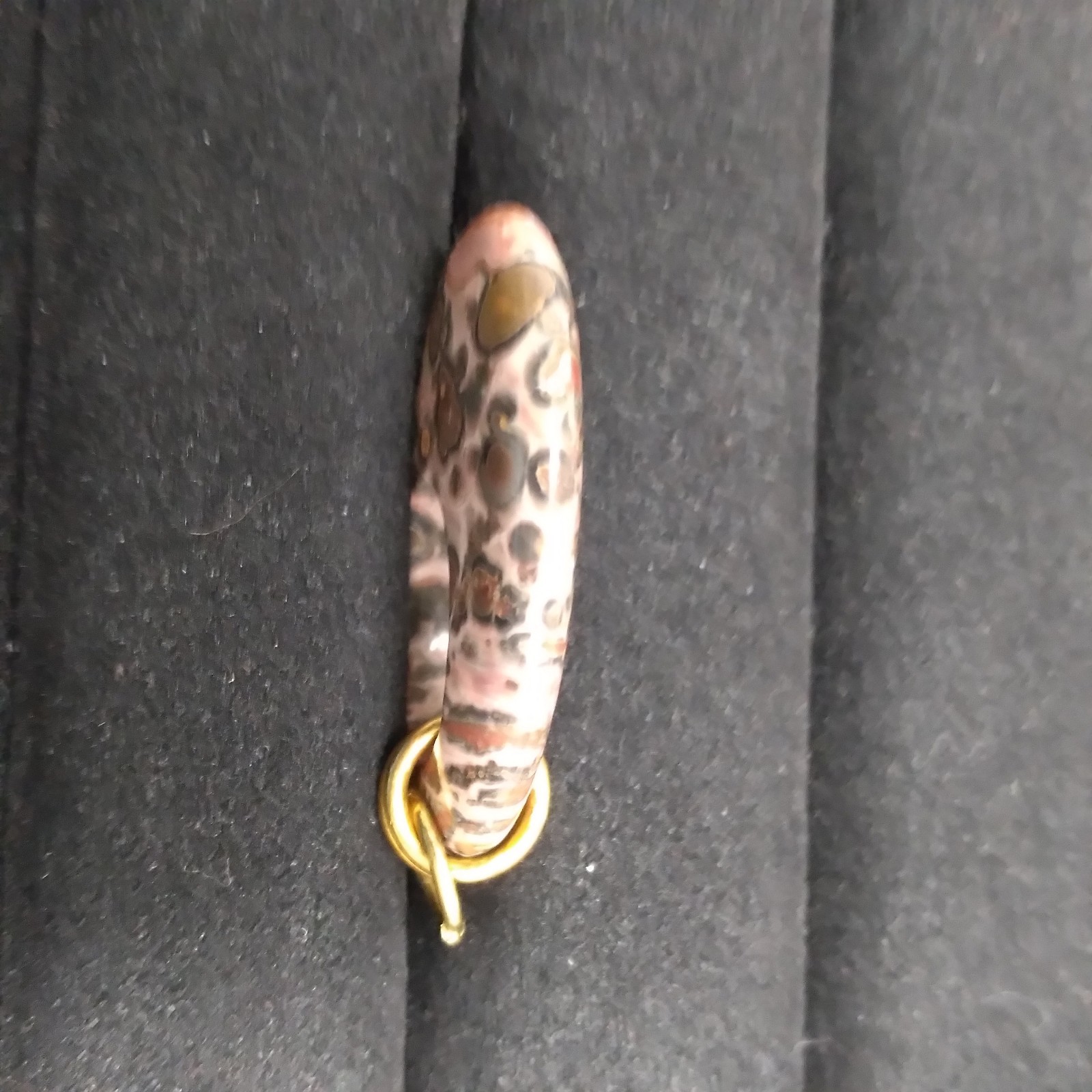 Pink Muted Color Stone Open Oval Pendant Gold Tone