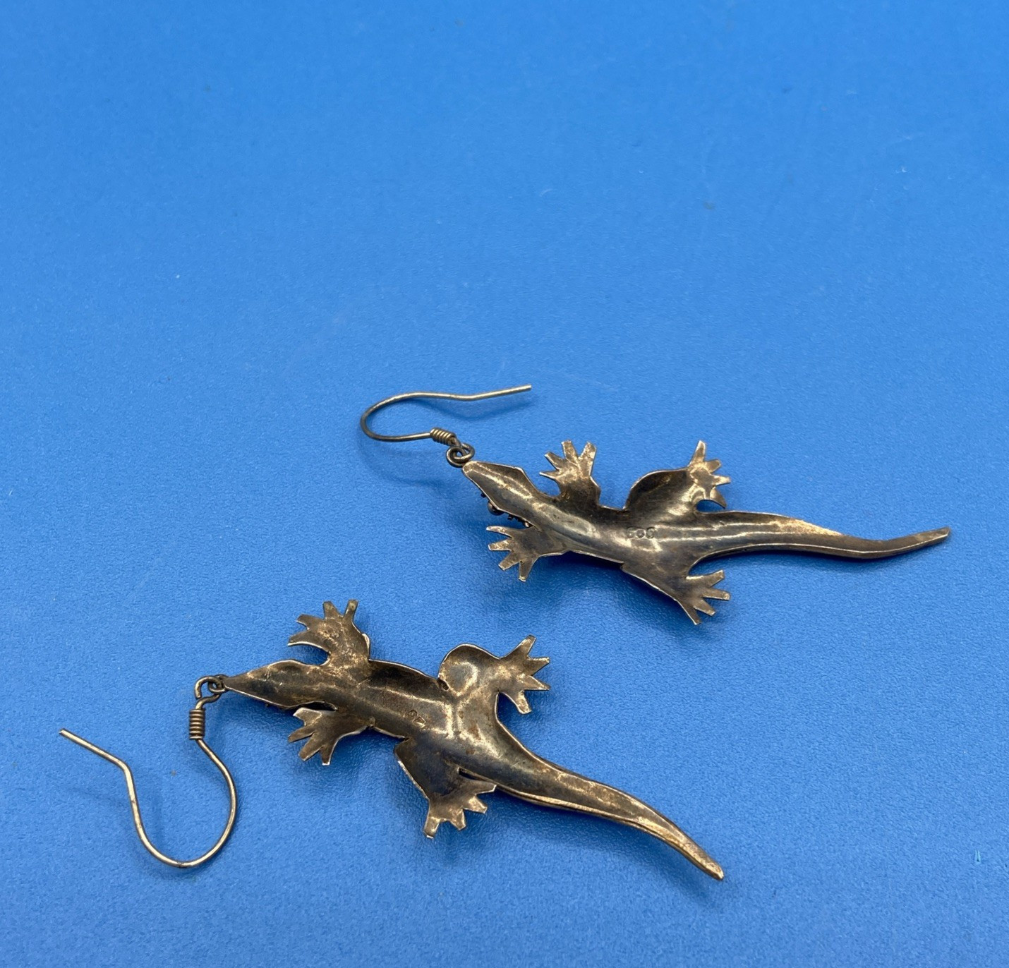 Lizards/Salamanders vintage EARRINGS Sterling Silver long pierced Southwestern