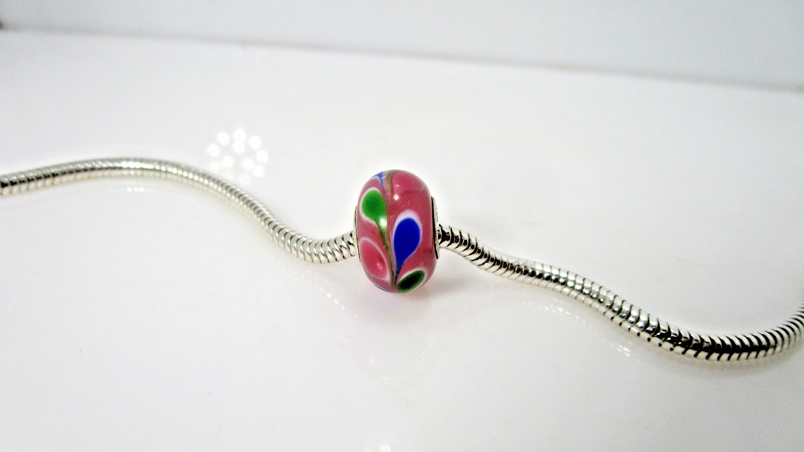 IBB Murano Glass Pink Multi Color Petal Charm Only for Bracelet