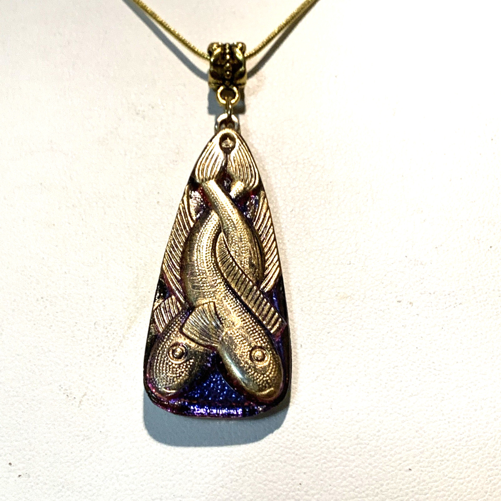 RARE-ANTIQUE EGYPT REVIVAL VIOLET/BLUE FLASH CZECH GLASS SERPENT NECKLACE.g#2NEW