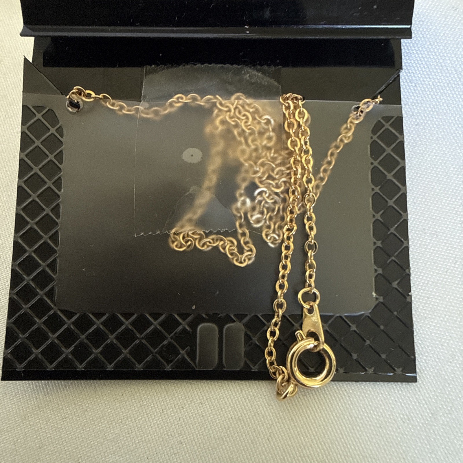 Lindenwold Fine Jewelers Gold-Tone 16″ Necklace SquareCubic Zirconia Vintage NEW
