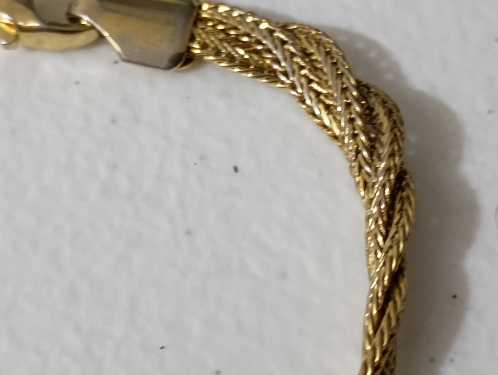 Gold Tone Triple Braided Flat Snake Chain 7.25 In Bracelet