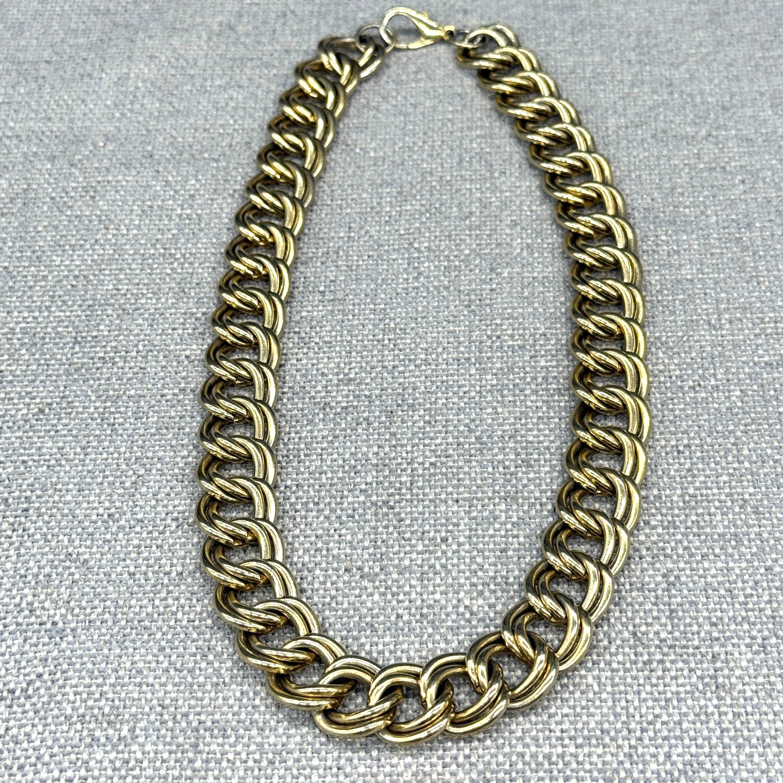 Vintage Necklace Double Link Gold Tone Chunky Y2K 18 Inches