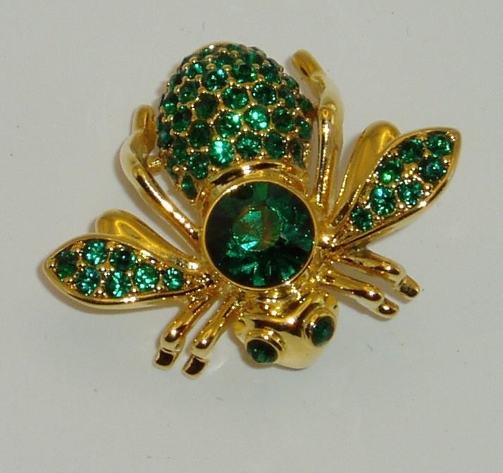 Joan Rivers May Swarvoski Crystal Emerald Rhinestone Bee