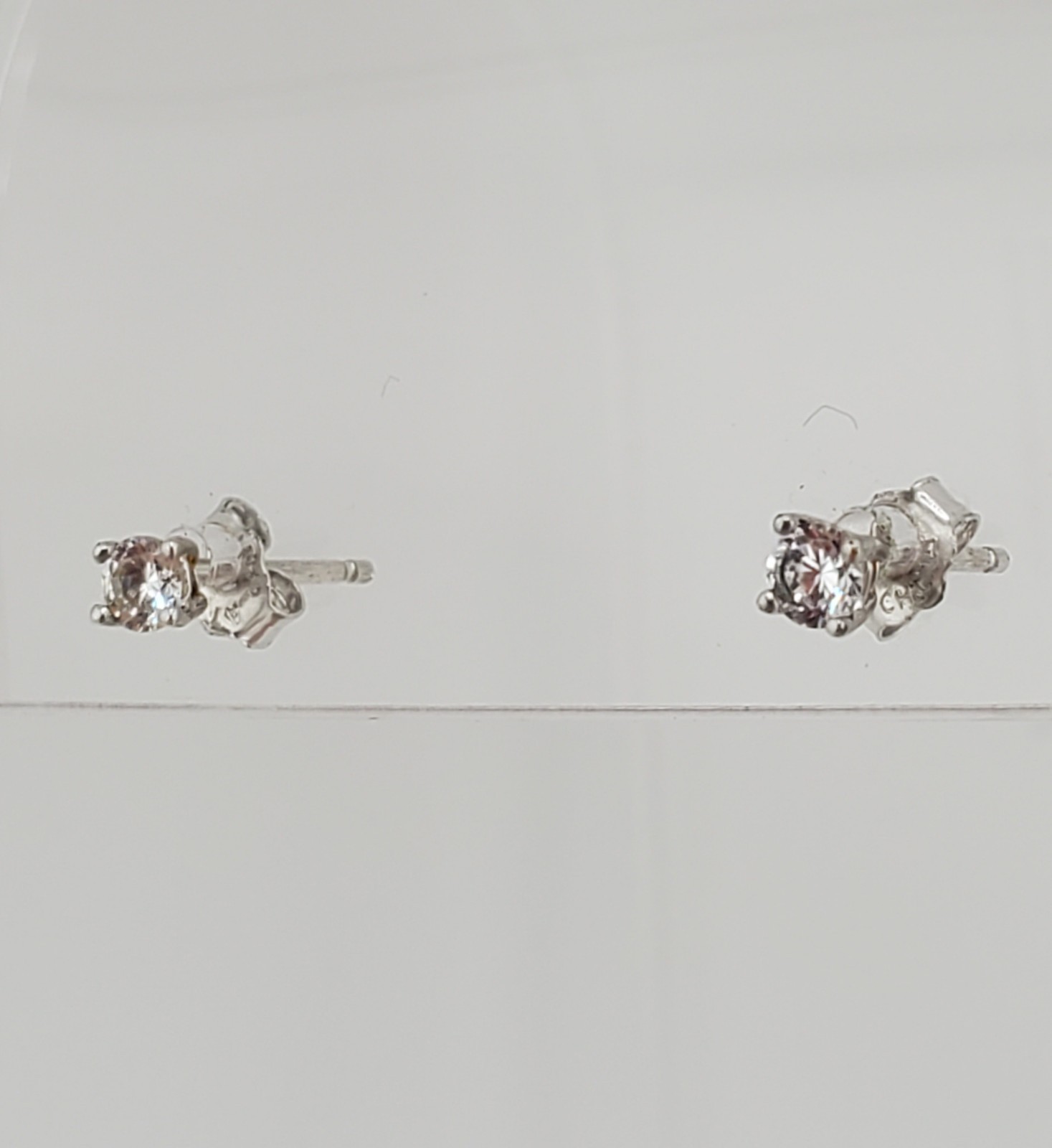 VTG 925 API Stud CZ 3mm Earrings Sterling Silver Brilliant Petite Daily Wear
