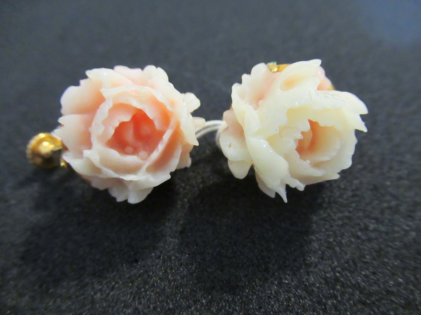 Vendome Gold Tone Enamel Rose Flower Clip On Adjustable Earrings NOS