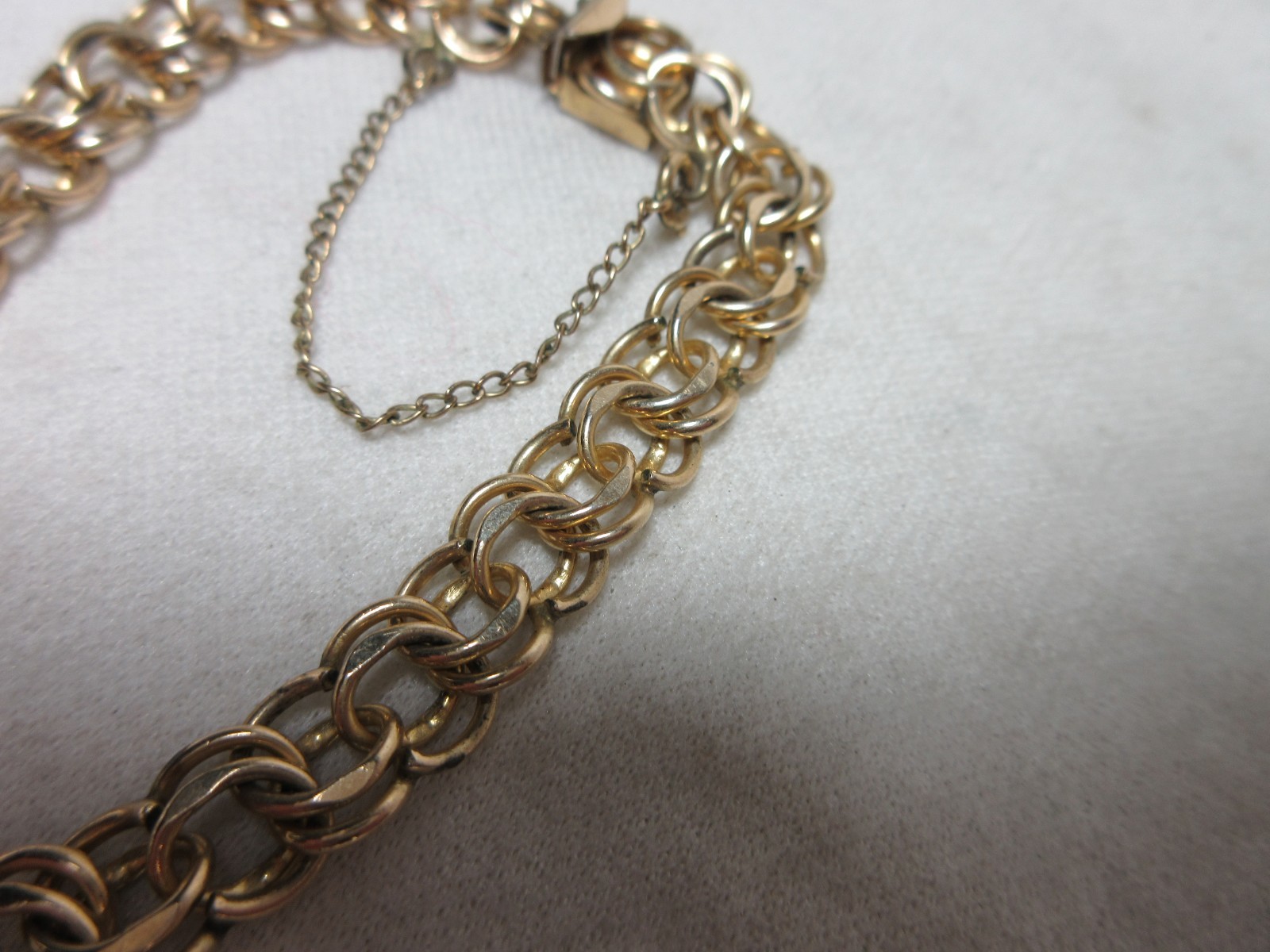 JB 12K GOLD FILLED DOUBLE LINK BRACELET WITH SAFETY CHAIN #23