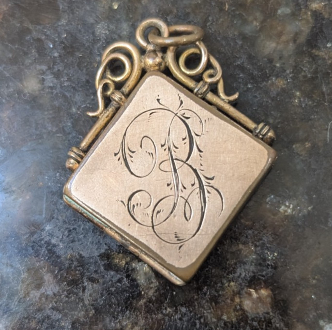 Antique Edwardian Gold Filled Masonic Locket, Monogrammed