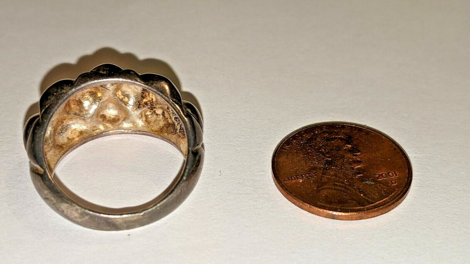 VINTAGE STERLING SILVER RING ABOUT SIZE 7 1/2 HALLMARKED SIGNED 925 TH