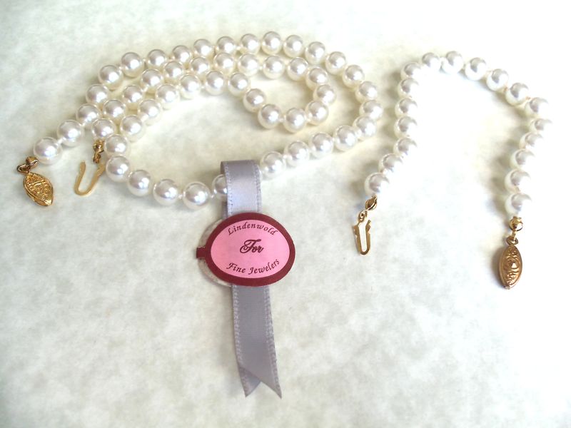 VINTAGE PEARL BEAD NECKLACE&BRACELET SET tag read LINENWOLD JEWELERS