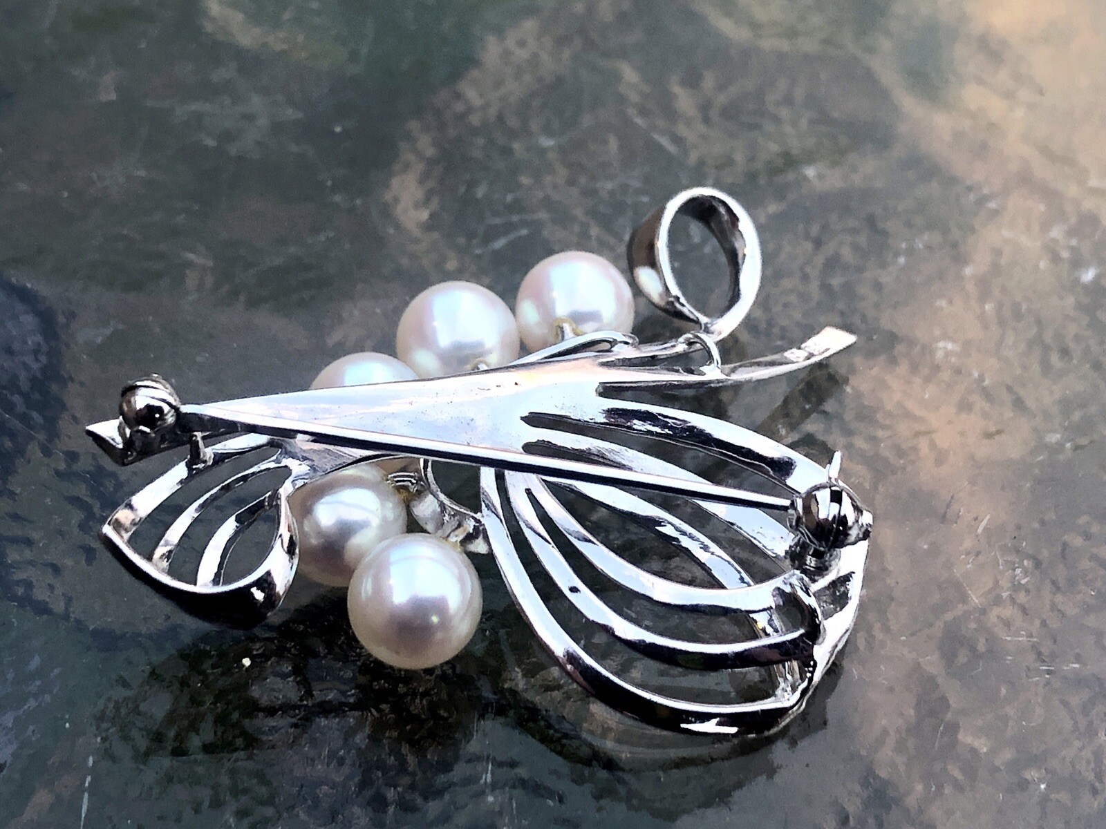 Mikimoto 5 Genuine Akoya Pearl 6.8mm JAPAN Pin Brooch 6.5g Imperial