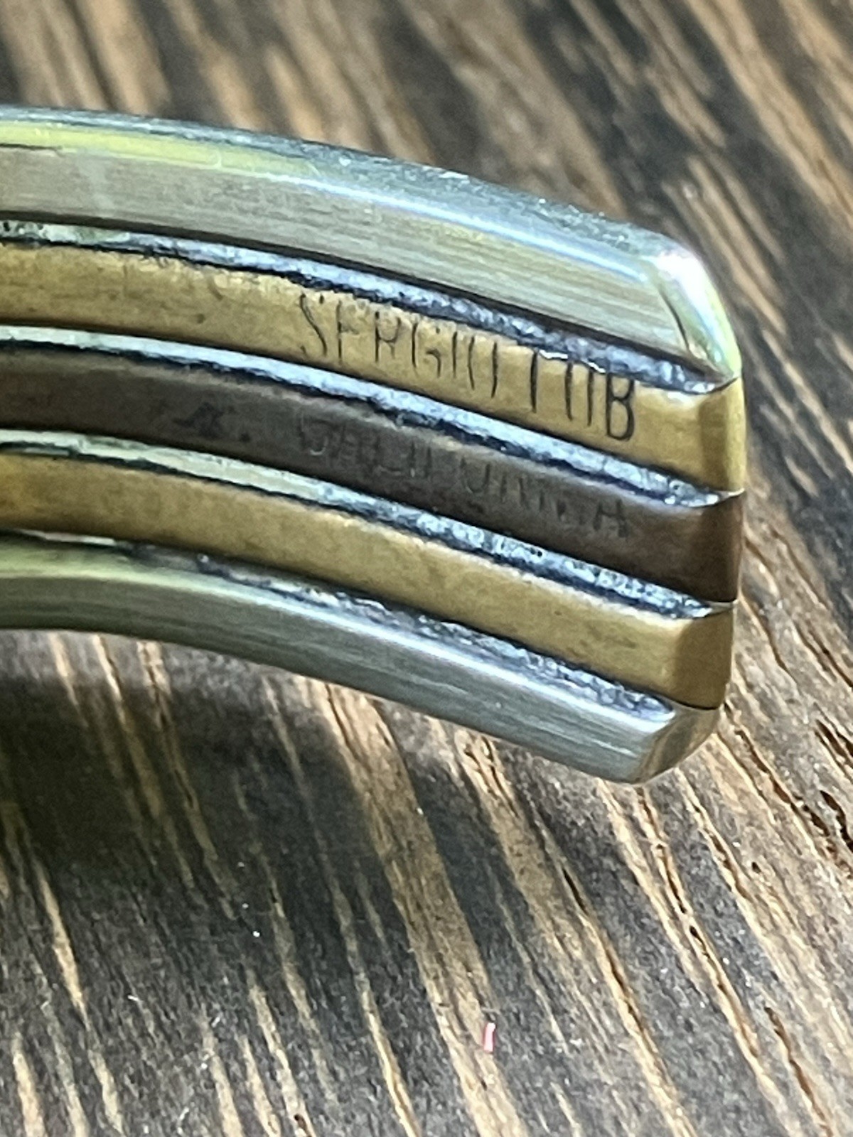 VTG Sergio Lub copper brass silver Cuff bracelet statement Modernist McM retro