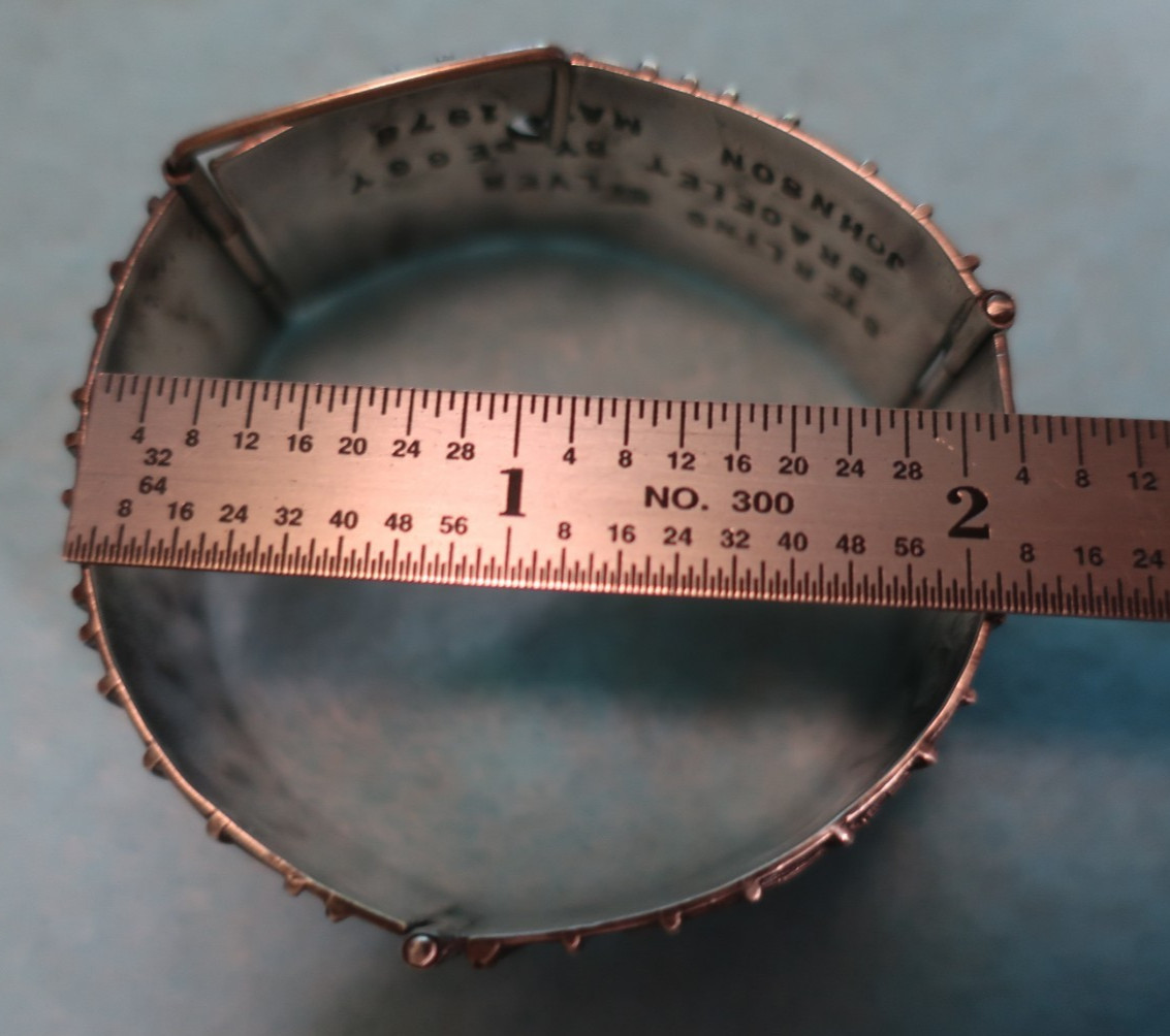 Vintage Segmented Sterling Cuff Bracelet; Made in USA by Peggy Johnson, May 1978