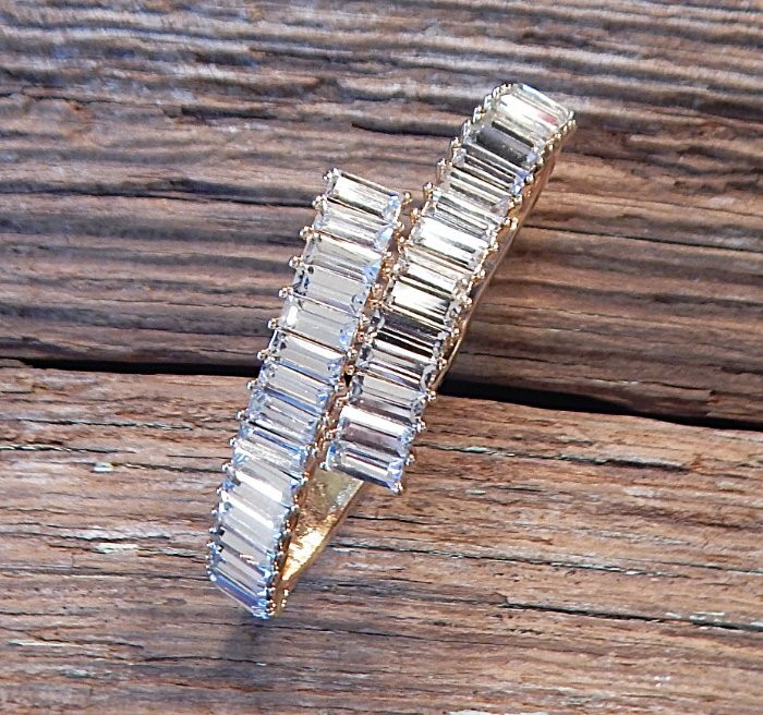 Retro Vintage Baguette Rhinestone Bypass Cuff Bracelet MONET NWOT S16