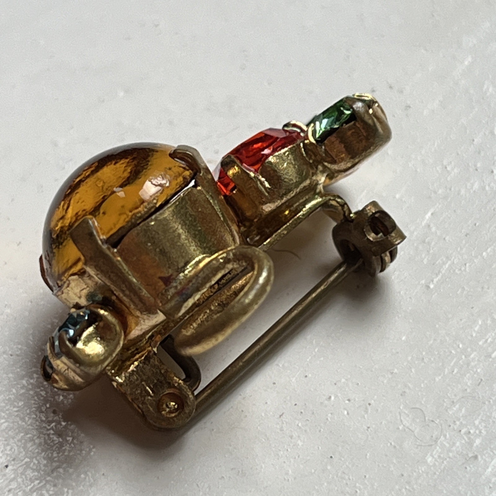 Vintage Made In Austria Mouse Brooch Prong Set Cabochon & Faceted Crystals