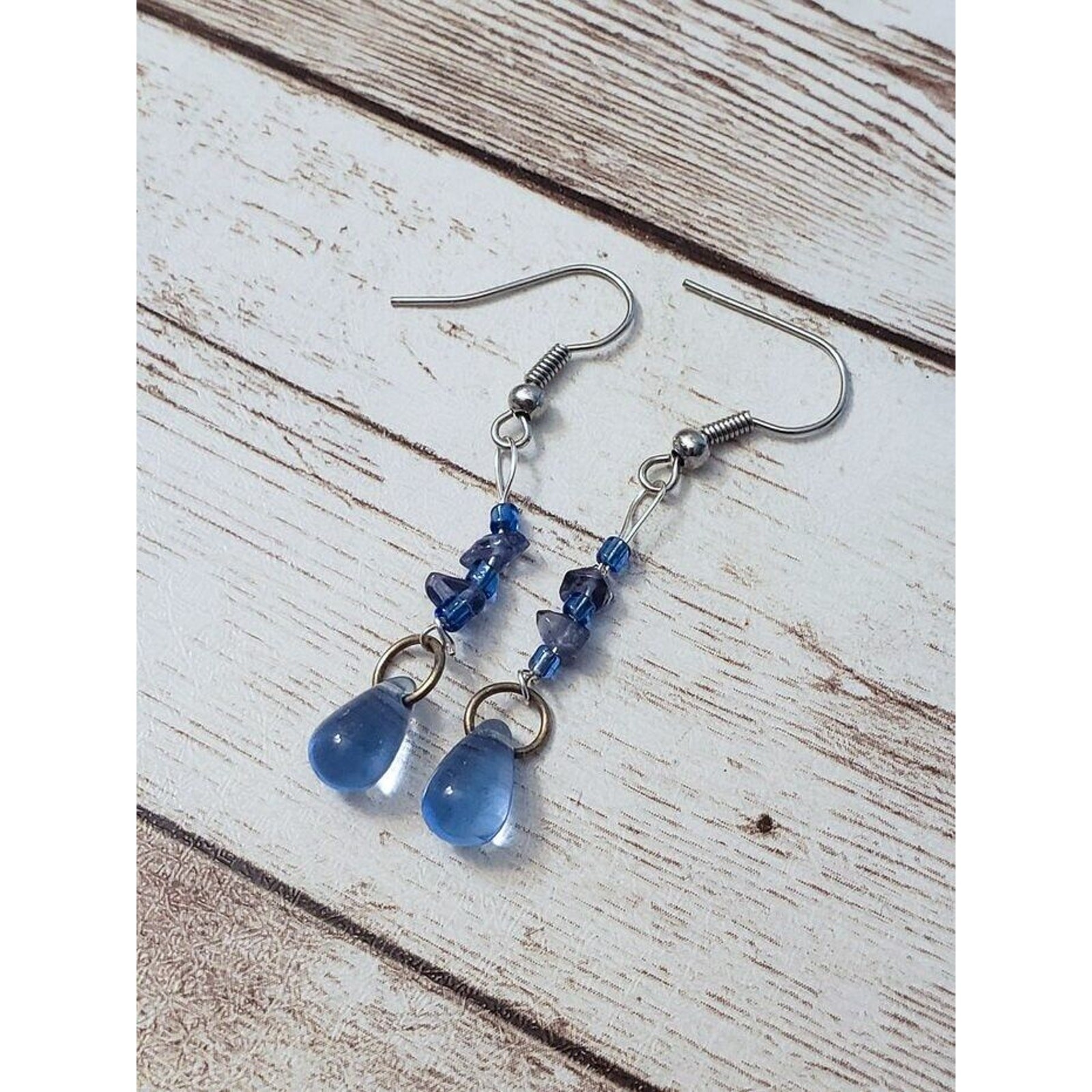 Vintage Earrings for Pierced Ears – Long Blue Dangle Earrings