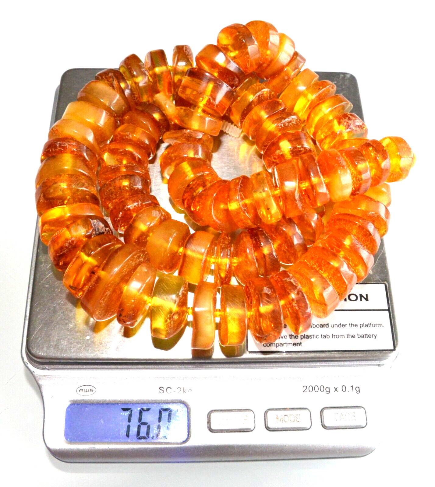 76gr RUSSIAN SOVIET BALTIC AMBER BEAD NECKLACE 琥珀 BRACELET STONE PENDANT EARRING