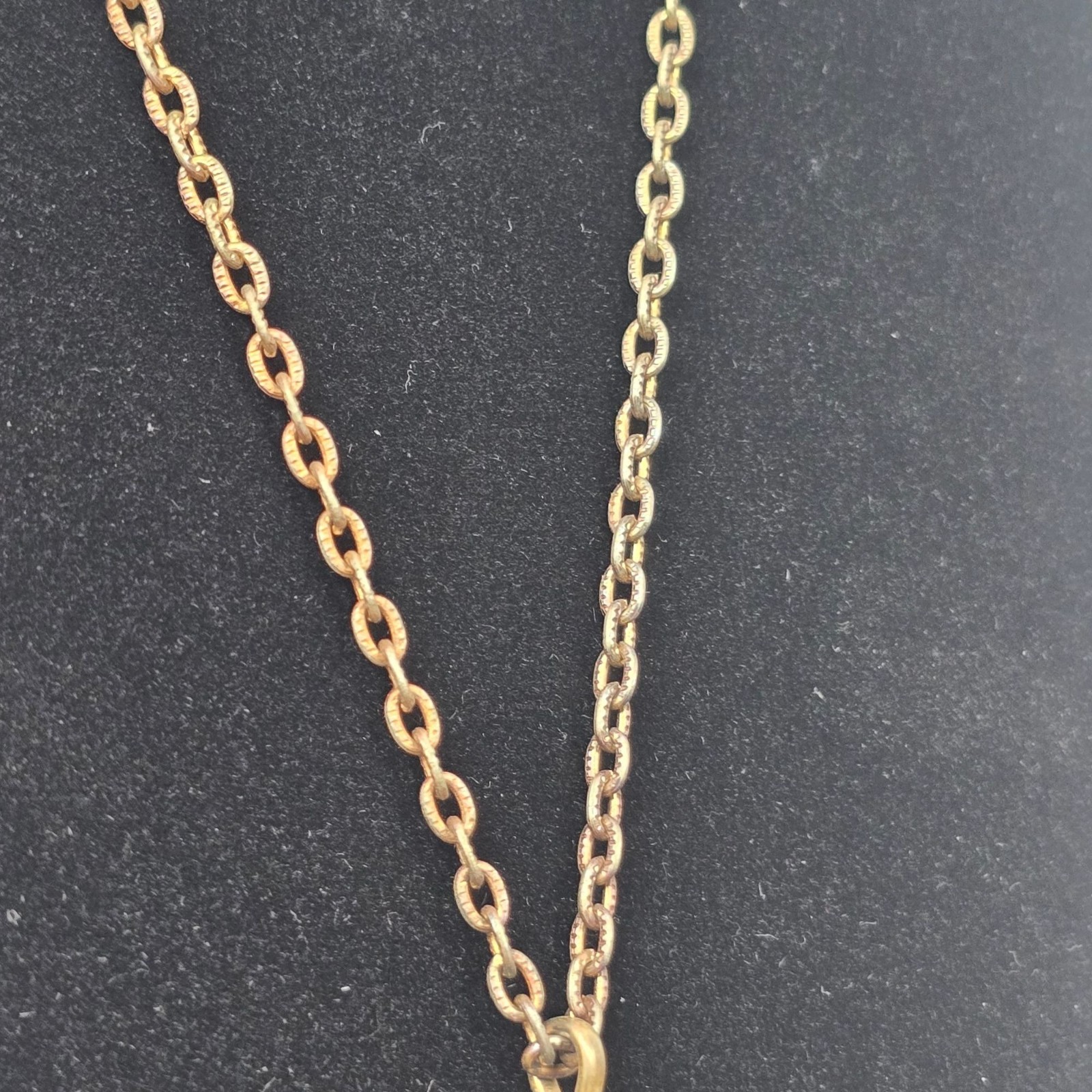Vintage 19th Century Brass & Iron VR Crown Heart Padlock Pendant Chain Necklace