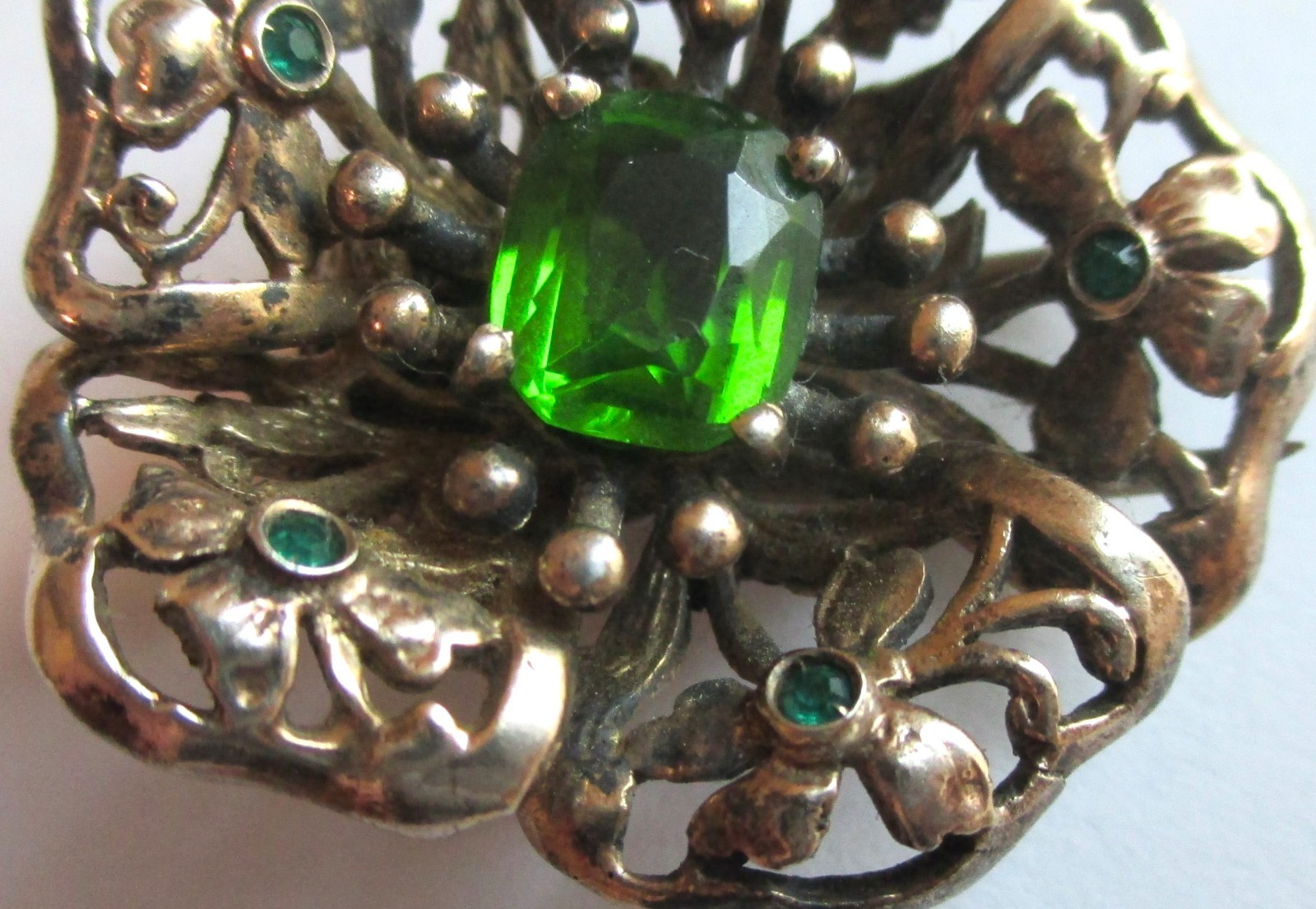 PAIR VINTAGE STERLING SILVER RHINESTONE FUR CLIP BROOCH GOLD WASH FLOWER LOT