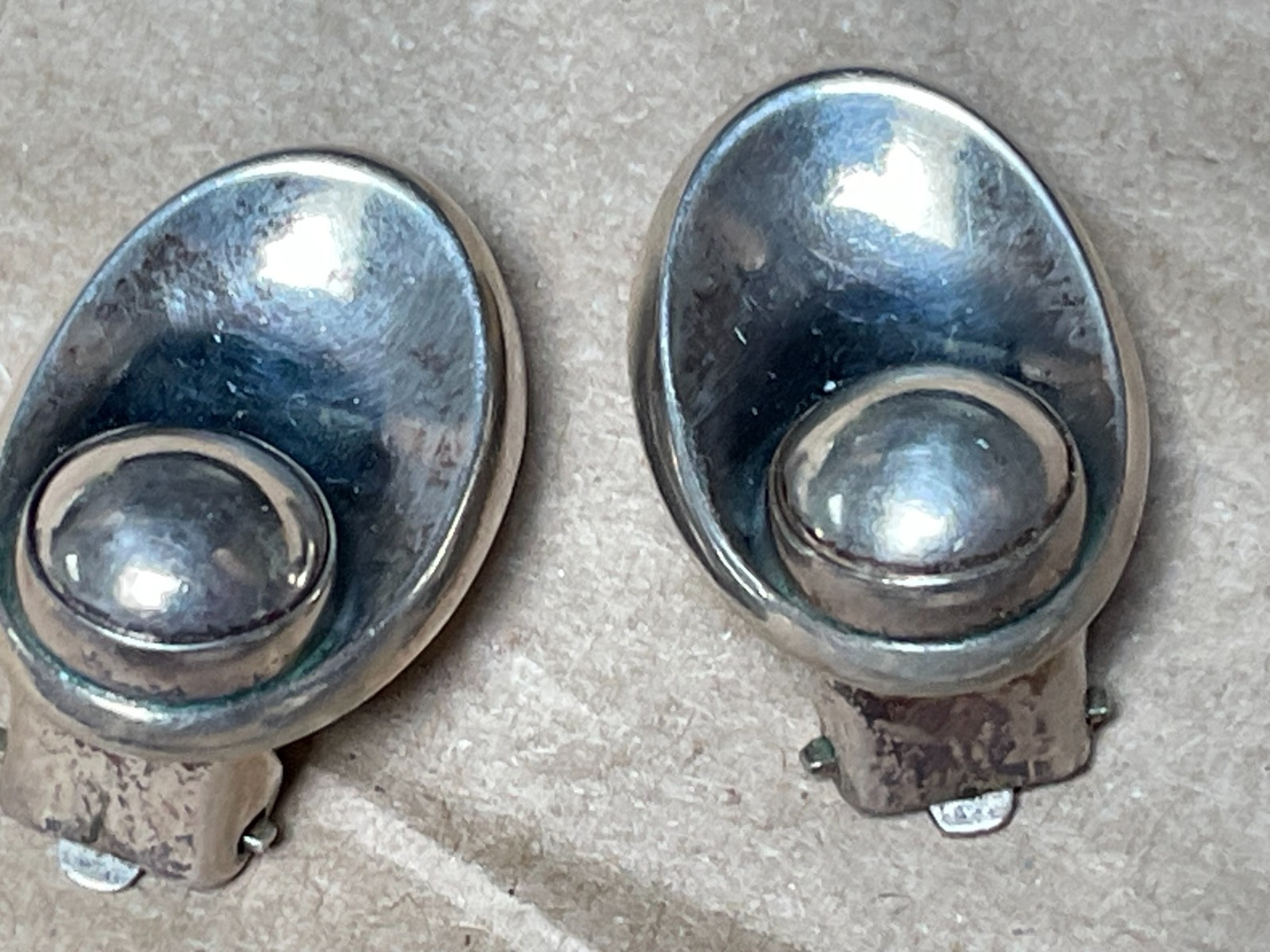 Neil Erik (N.E.) From Denmark Modernist Sterling SIlver Ring & Clip Earrings 15g