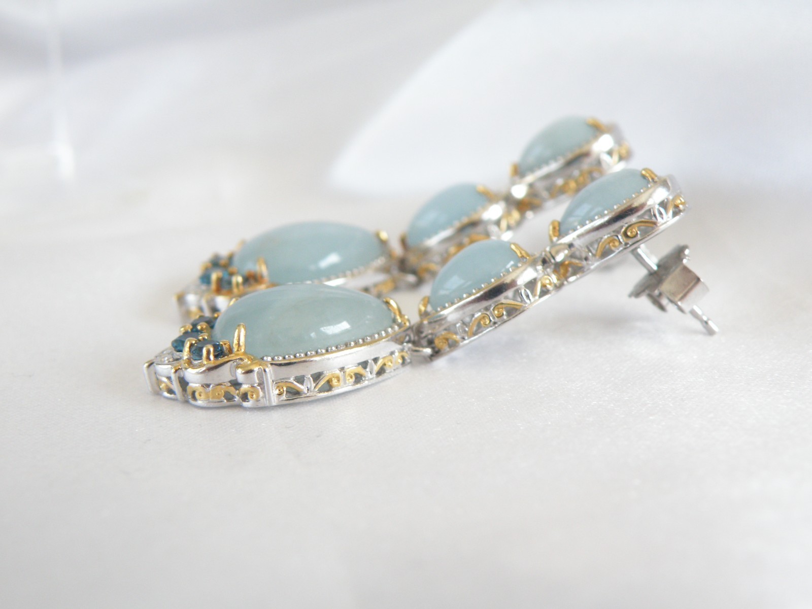 Gem En Vogue Michael Valitutti Sterling Silver 925 Milky Aquamarine Earrings