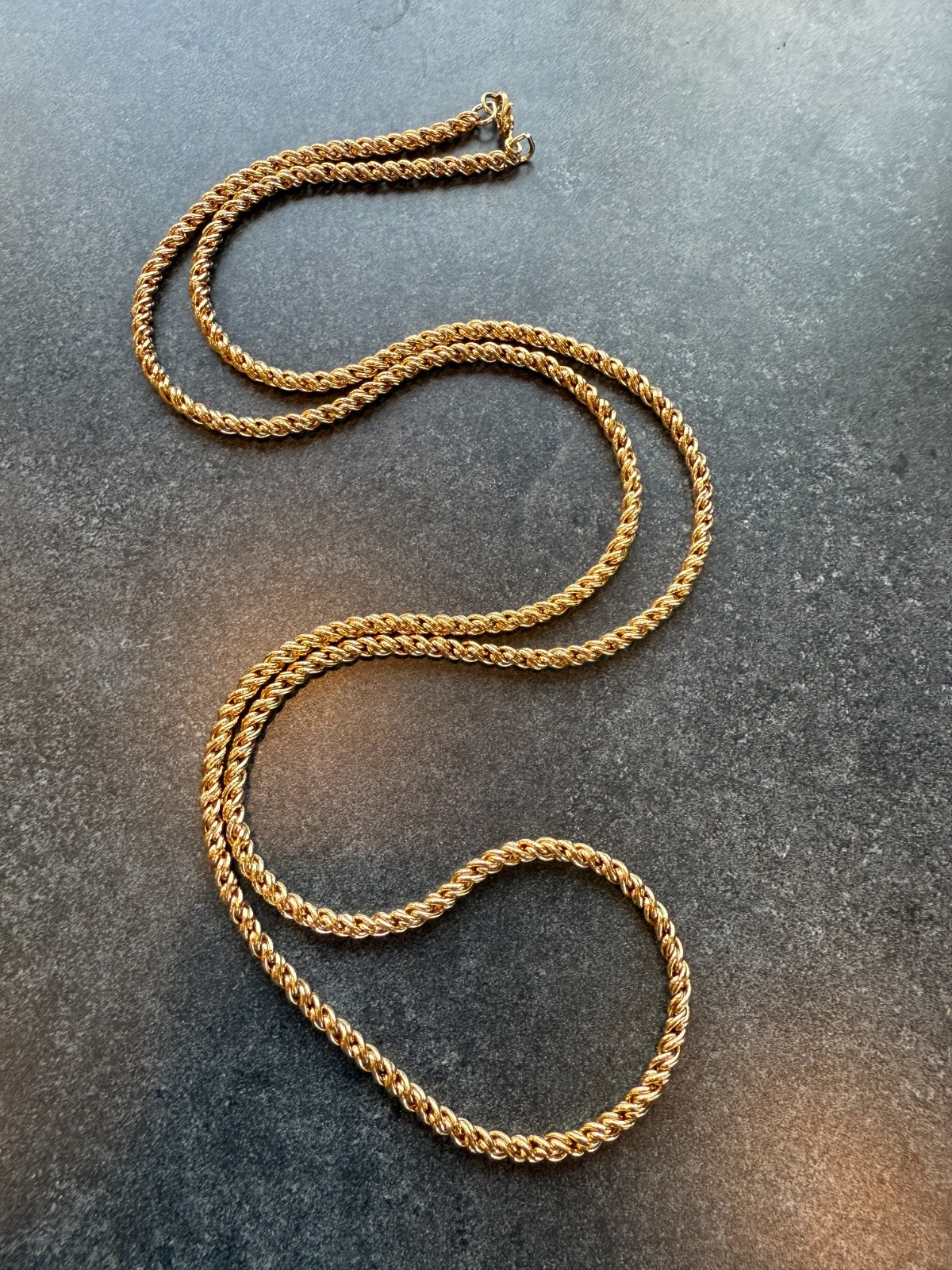Necklace VTG Monet Gold Tone Rope Braided Chain Sister Clasp Old Patent