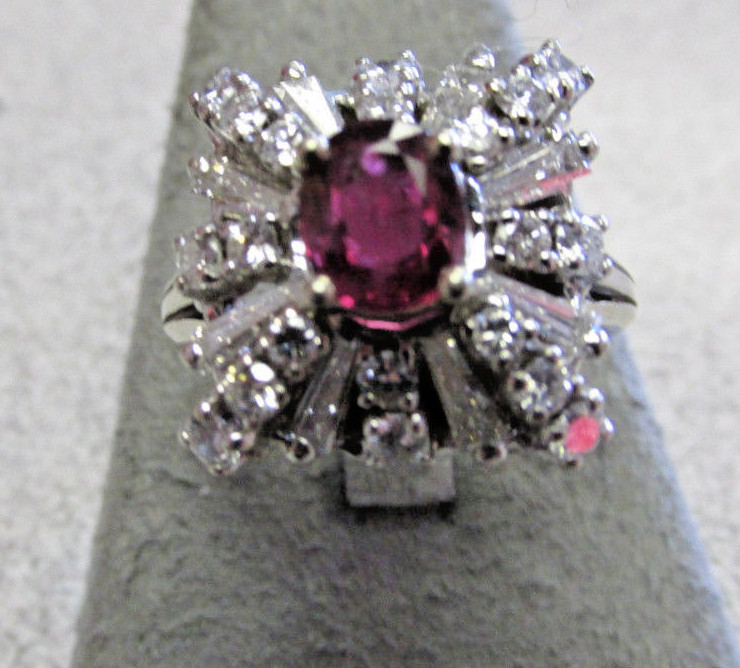 Estate Deep Red Natural Blood Ruby & Diamond Ring G-VVs1- size 7 Make Offer