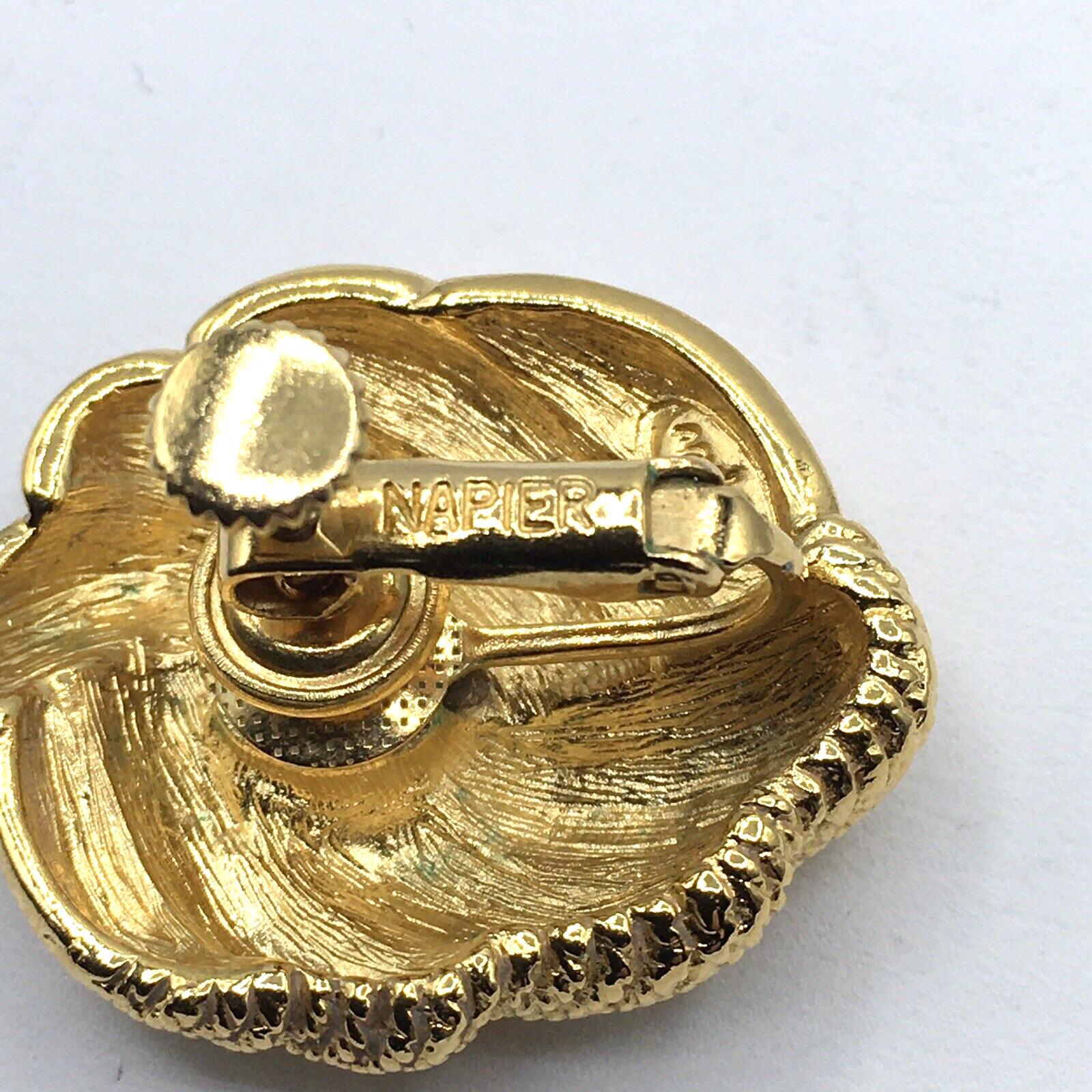 Vintage Napier Gold Tone Swirl Twisted Clip On Screw Back Adjustable Earrings