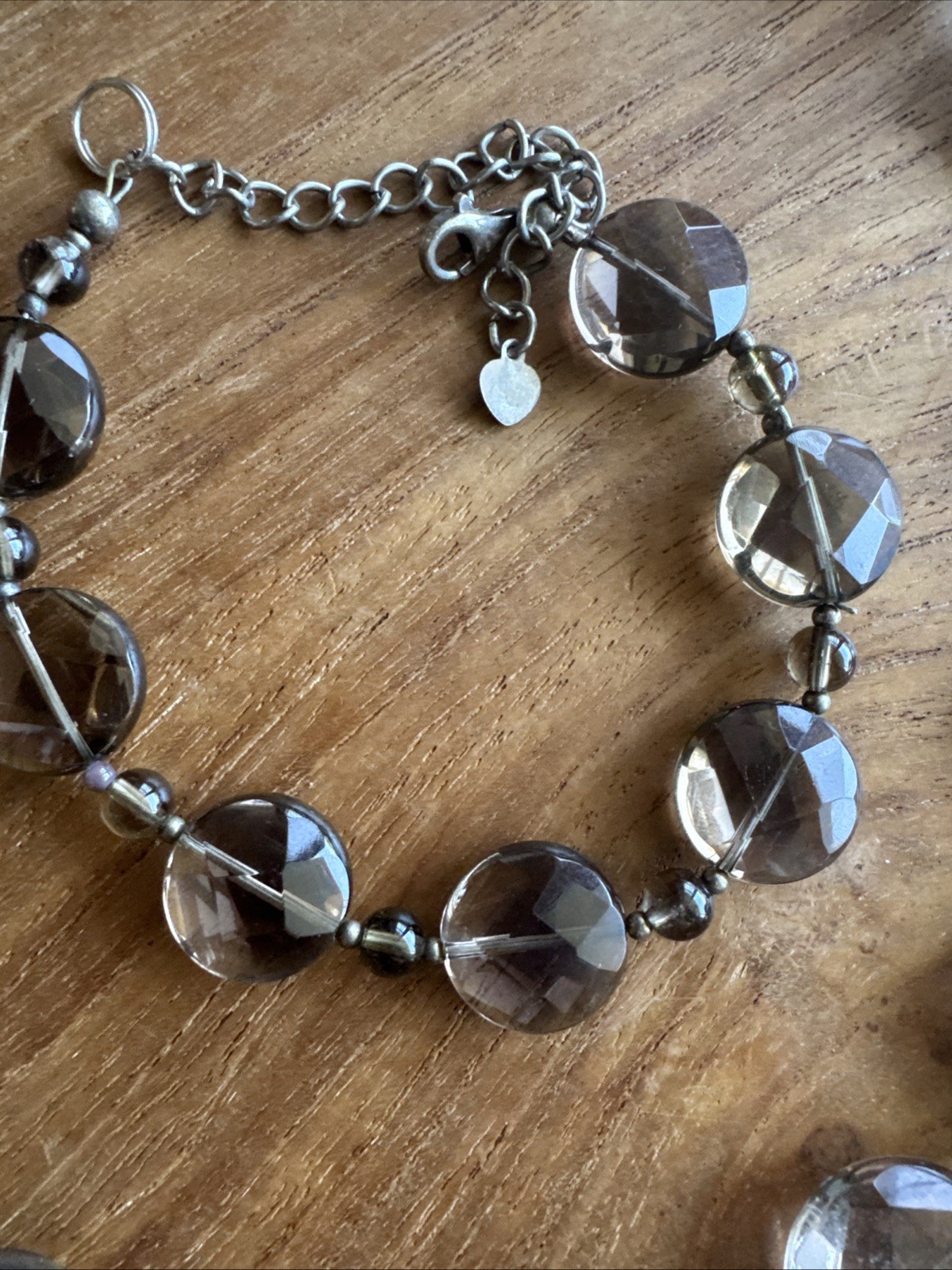 Smoky Quartz Faceted 45 Cm VTG Necklace And Bracelet Set. Beautiful