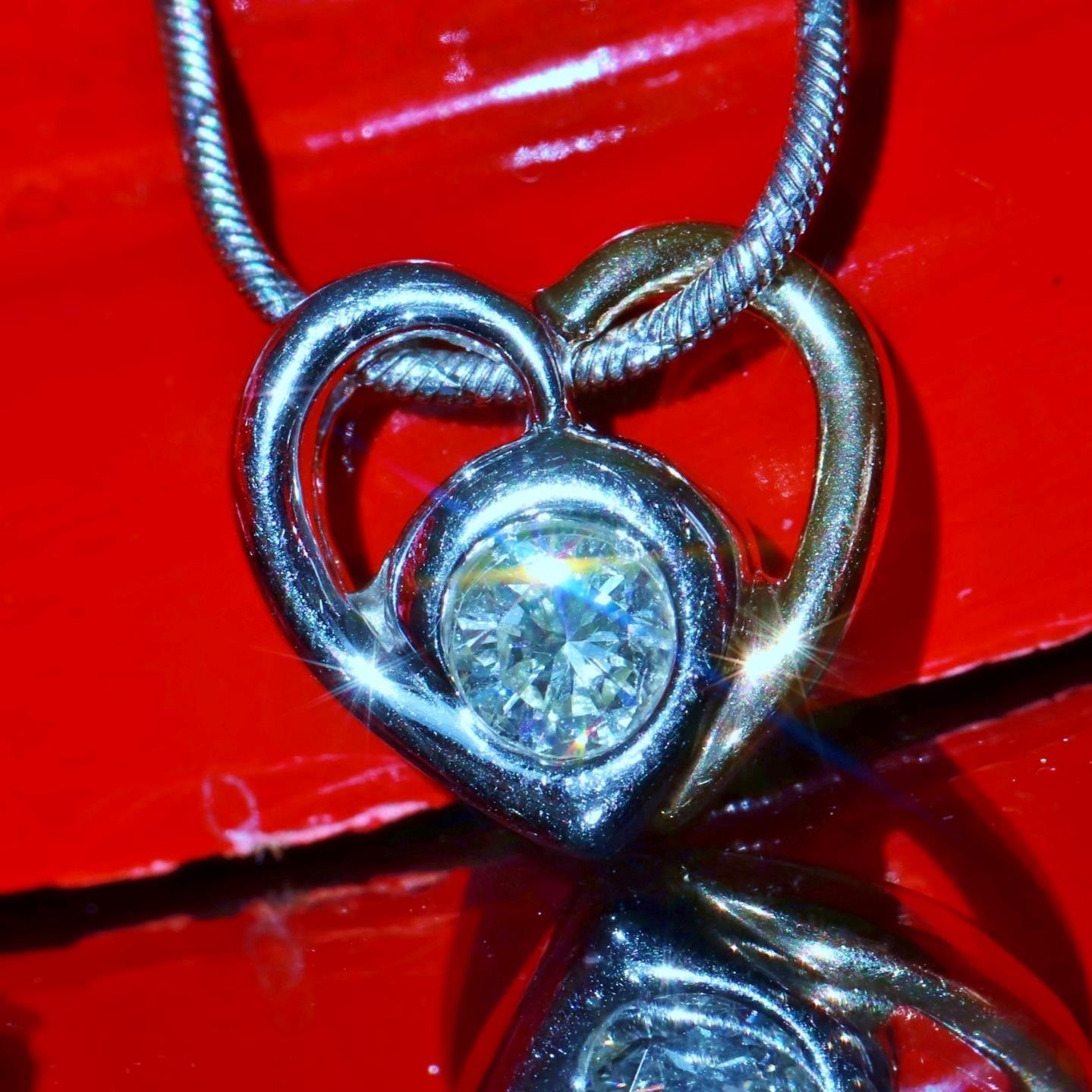 14k multi tone gold pendant 0.35ct natural diamond heart 18.0″ necklace 5.38gr