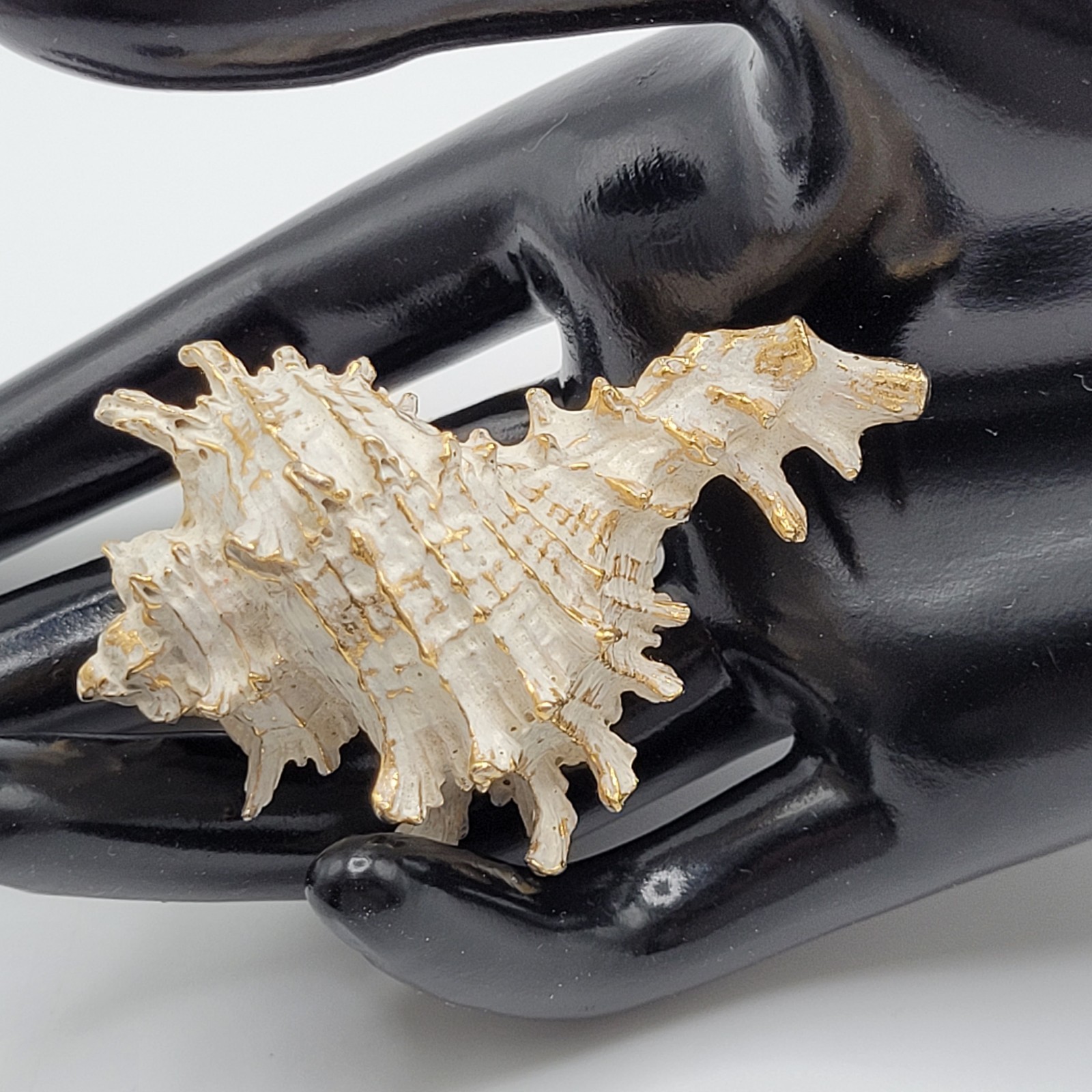 Zentall Gilded Branched Ramose Murex Spiked Conch Vintage Brooch Pin Rare