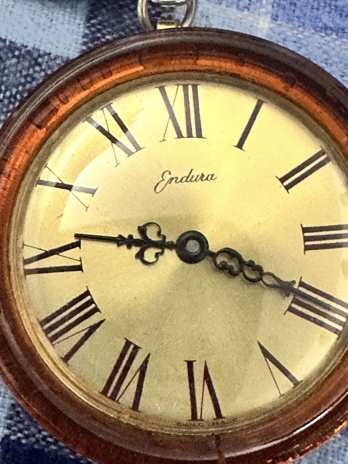Estate 60s Rare Rootbeer Bakelite Necklace Endura Watch Co WORKS Pocket Watch