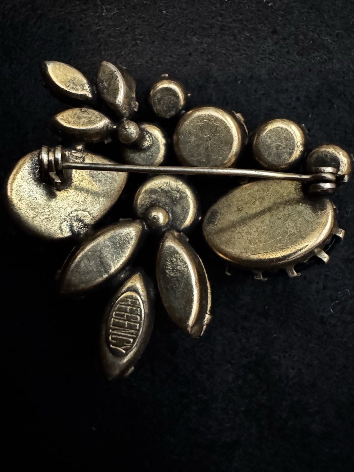 REGENCY Gold Tone Orange And Black Stone Cluster Vintage Brooch Fall Colors