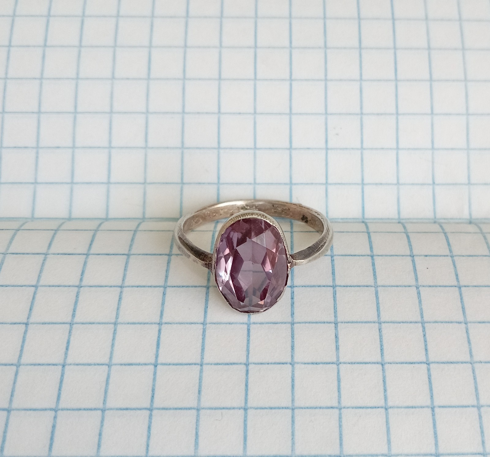 Vintage Beautiful Ring purple stone Silver 875 star USSR times Jewelry size 6.75
