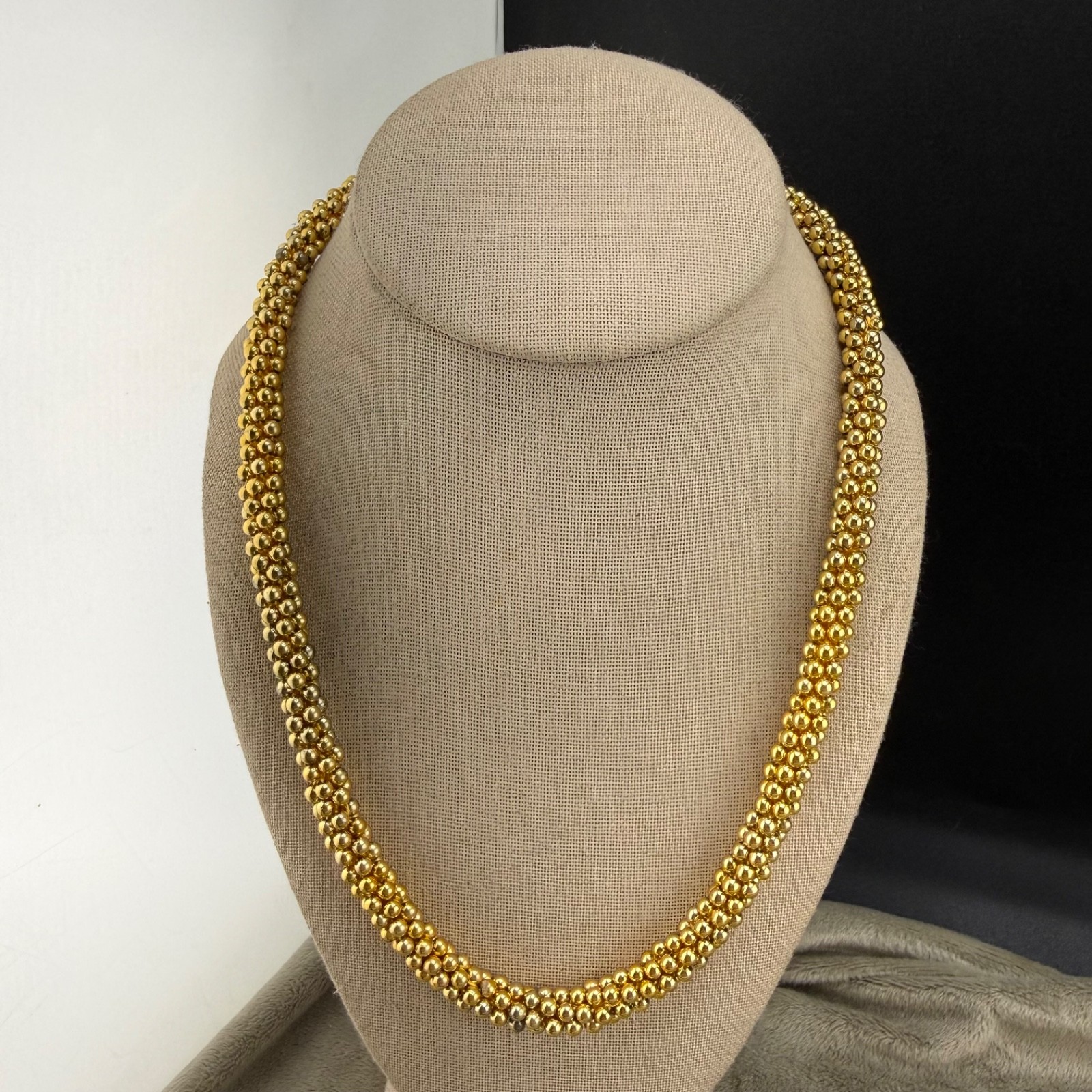 Vintage Popcorn Beaded Necklace Rope Gold Tone
