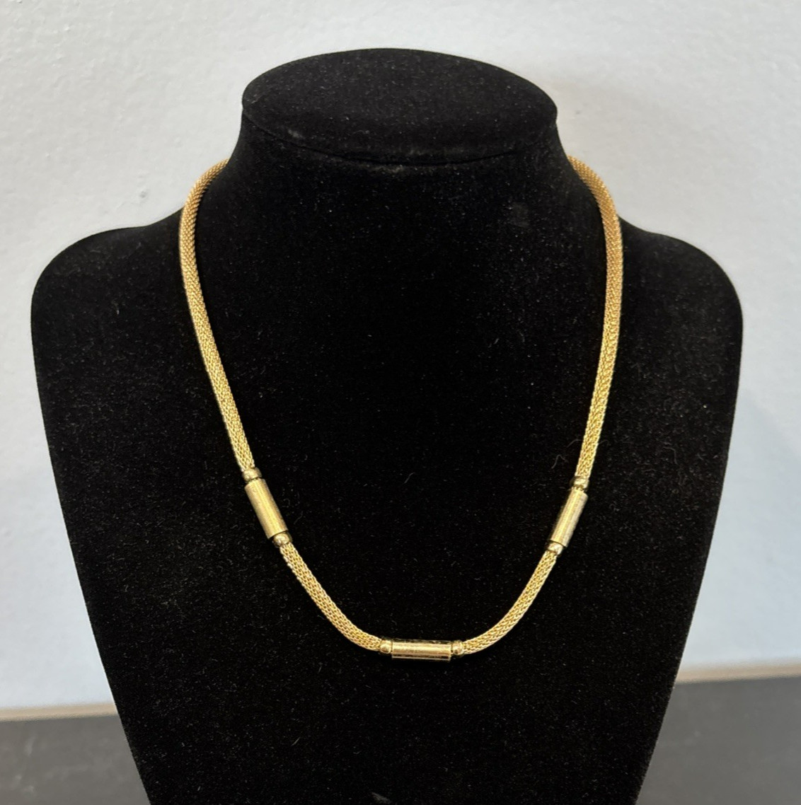 Vintage Gold Tone Whiting & Davis Mesh Rope Chain Necklace 15 1/2″ Spring Ring
