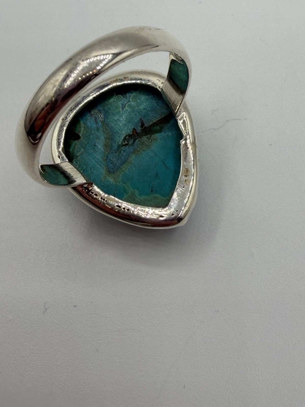 Sterling Silver Ring Chrysocolla Malachite In Vivid Green Chunky 925 Silver Ring