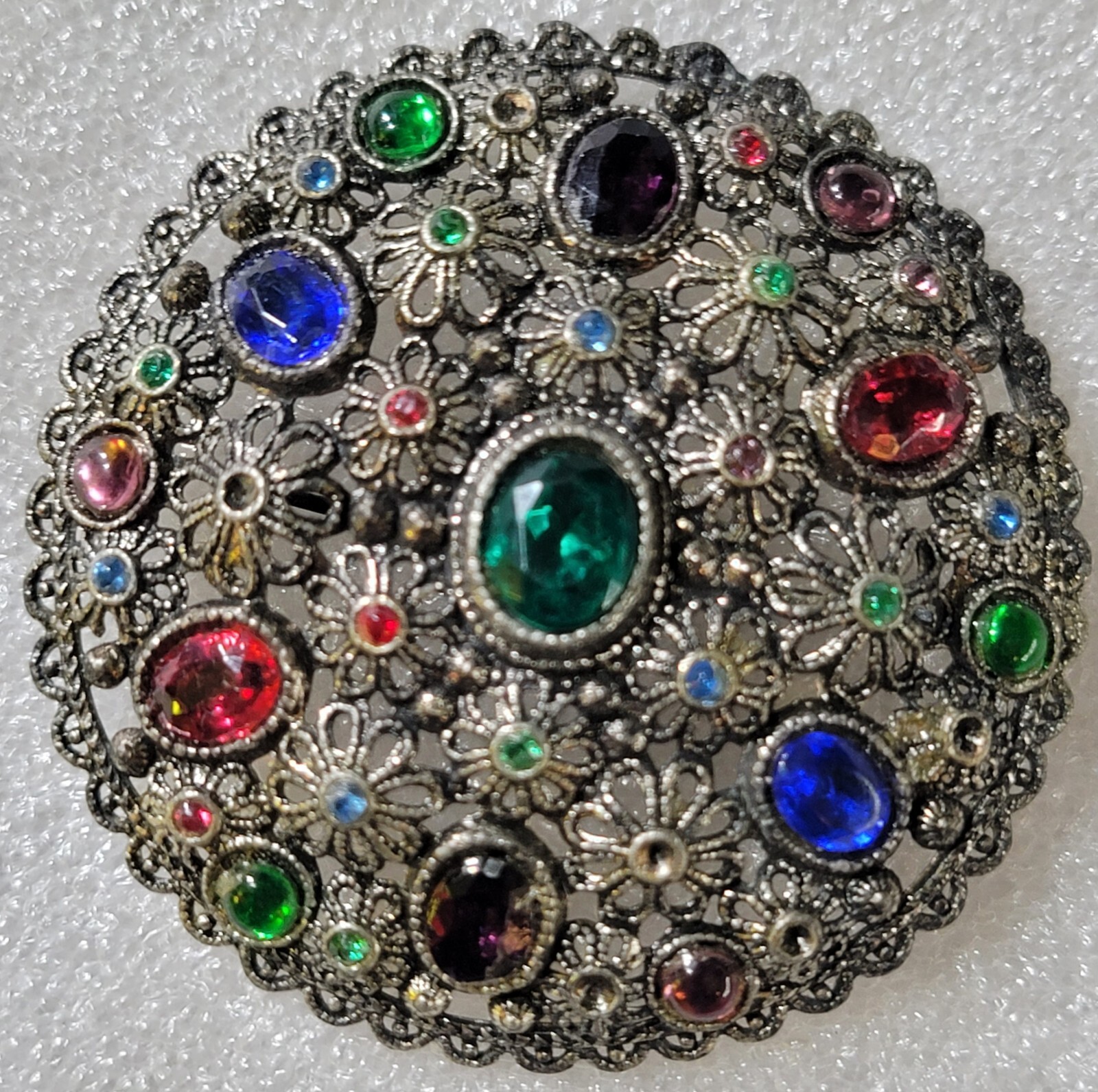 Art Deco Multi Colored RS New England Glass Works NE/Chalice Signed Brooch