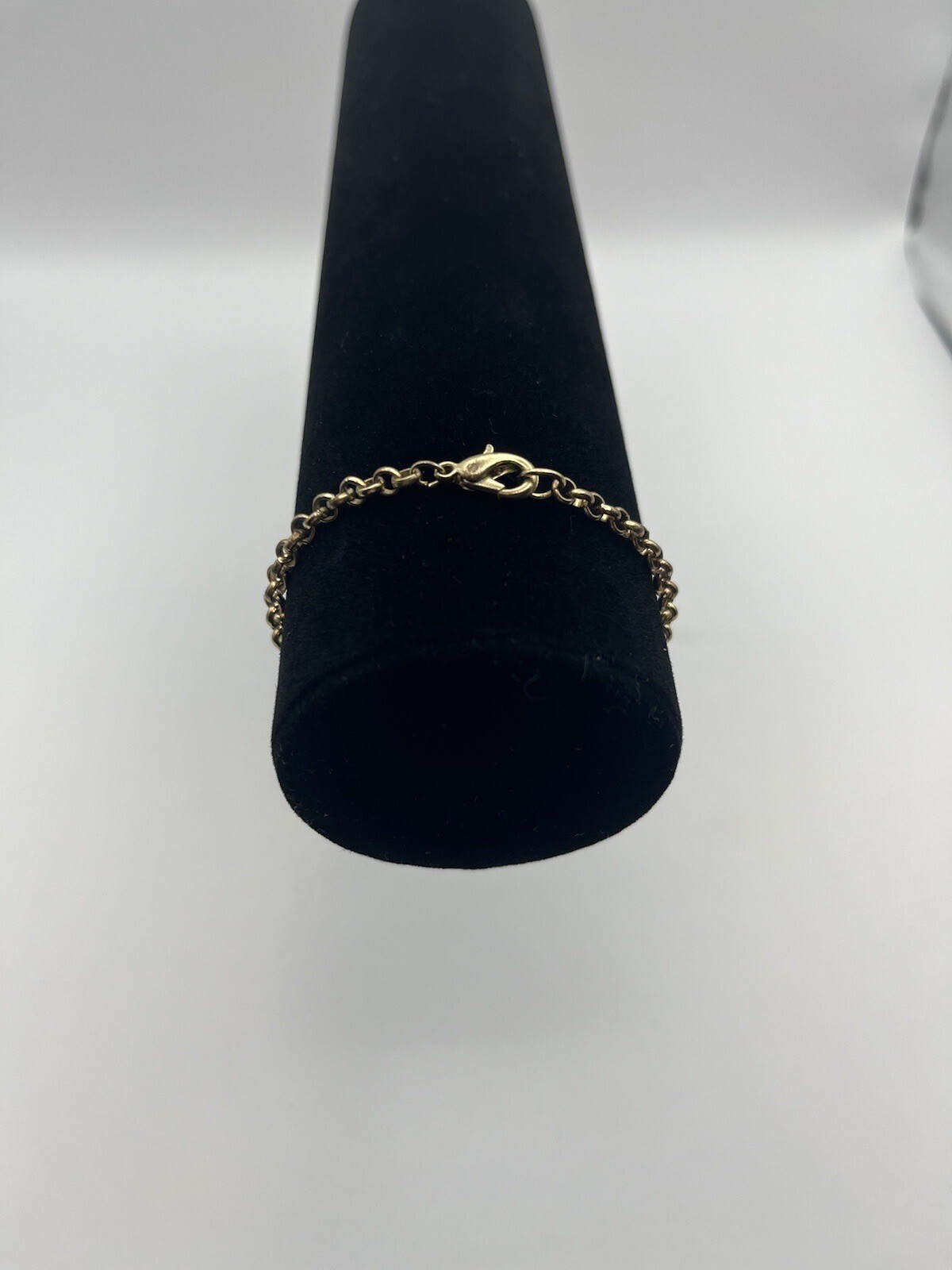 Gold Toned Belcher Bracelet With Purple Coloured Stone Approx 12cm