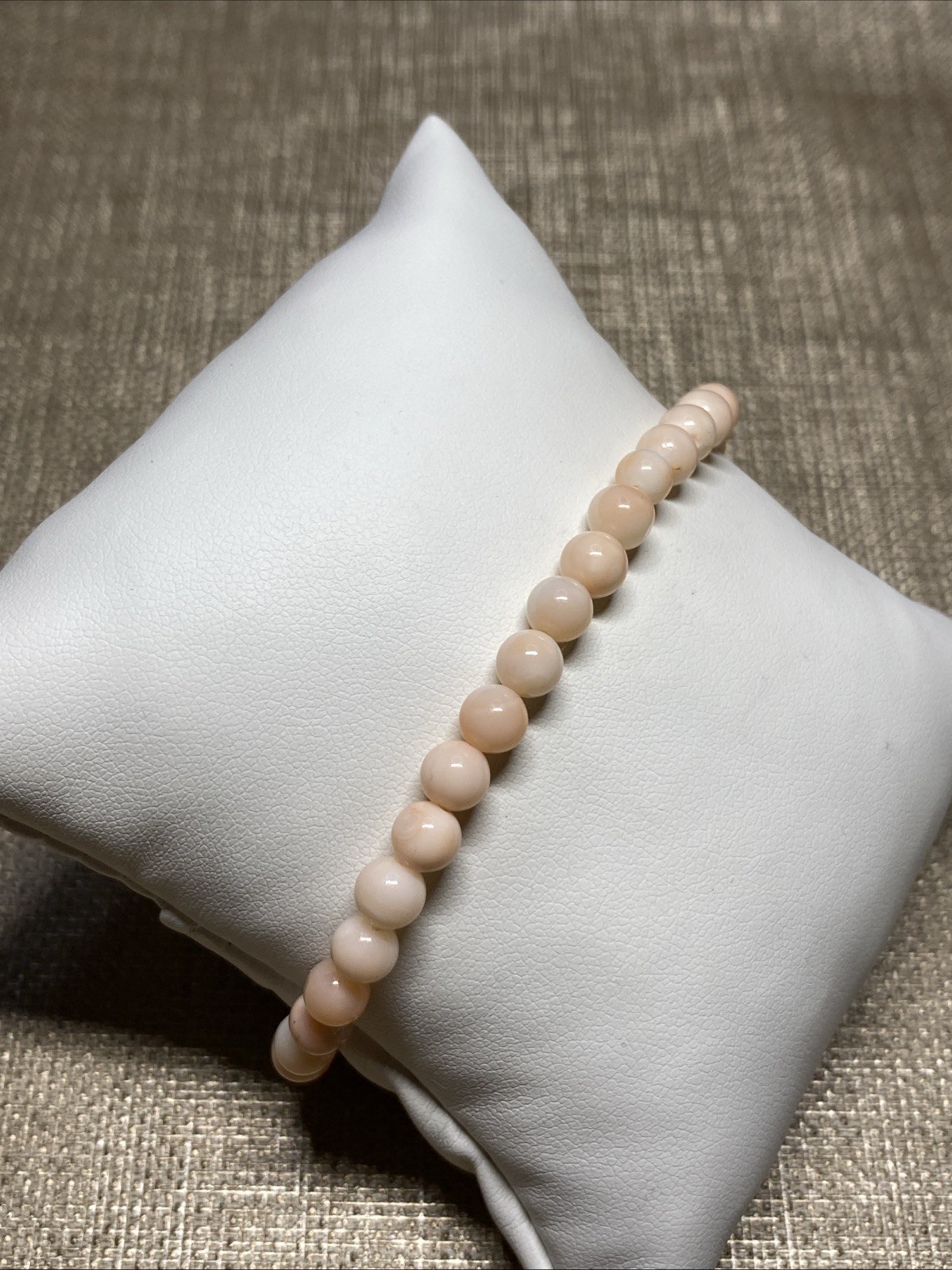 Vintage 1970s Angel Skin Coral Bracelet 7.5” 5.3mm Beads Sterling 925