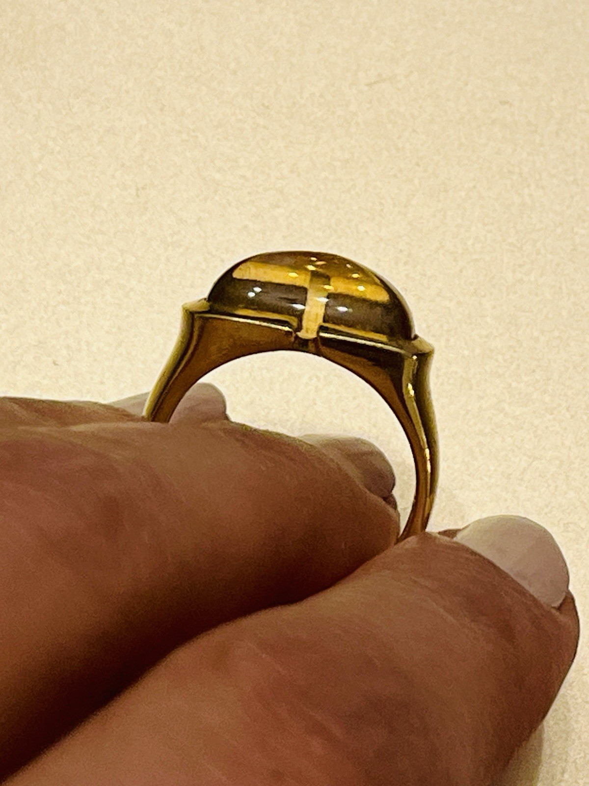 Men’s Antique Citrine Pinky Ring 18K Solid Gold Authentic Natural Size 7
