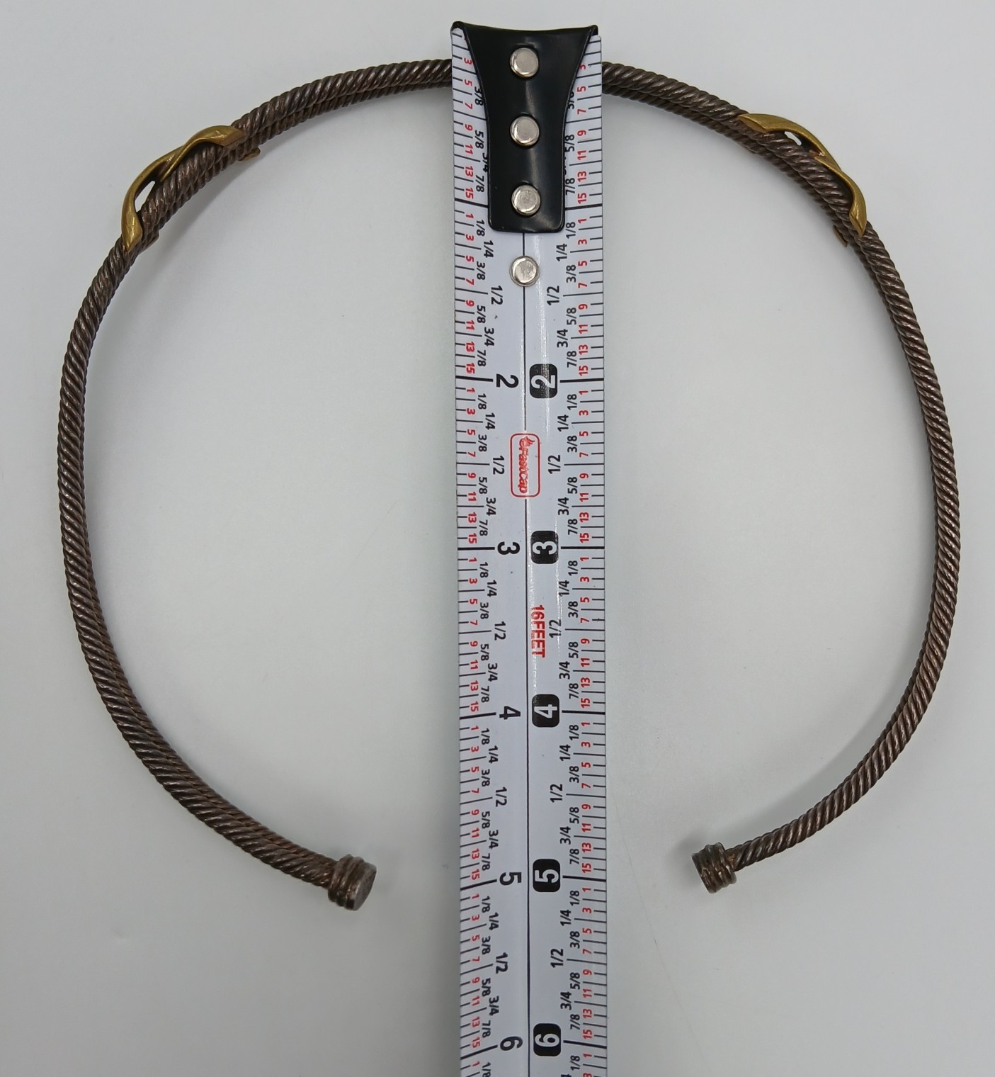 VTG 925 Taxco Mexico Heavy Cable Choker Necklace 61g Two Tone Accent End Caps
