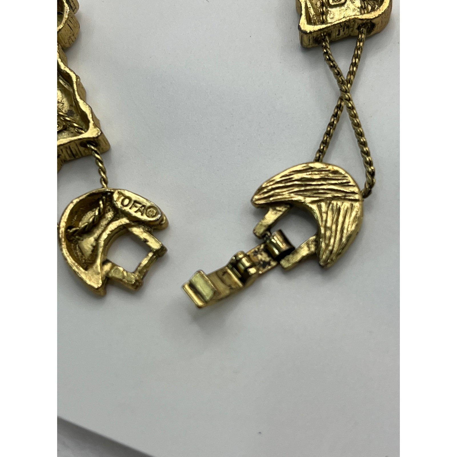 Vintage 1995 BG Western Slide Charm Bracelet Gold Tone Cowboy Boot Hat Wagon