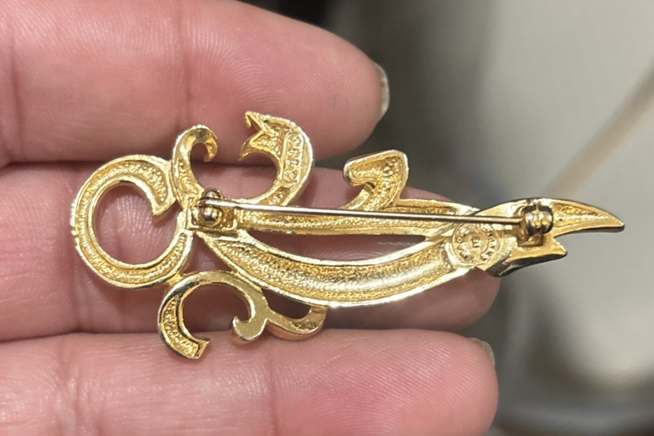 Vintage Gold Tone Made In England Pin Brooch Numbered